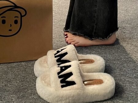 French Fairy-Style Plush Flat Cotton Slippers
